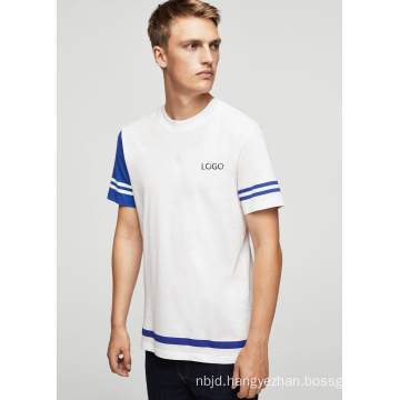 Men′s Message White and Blue Cotton T Shirt